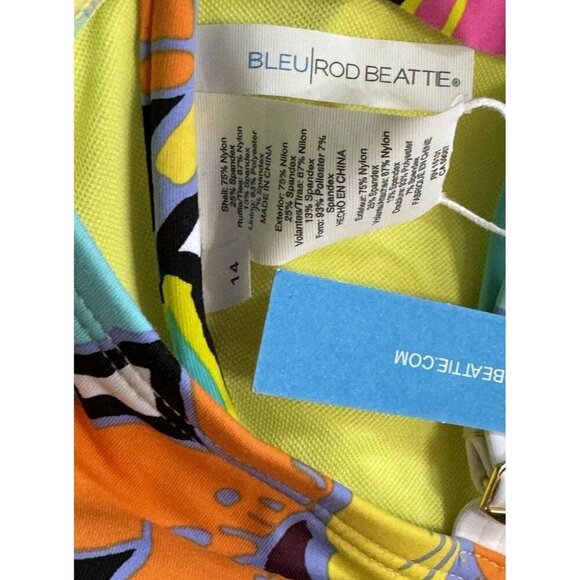 Bleu by Rod Beattie Sz 14 Bikini Top Color Crush Ruffled Tie Front New Retro - Picture 5 of 5